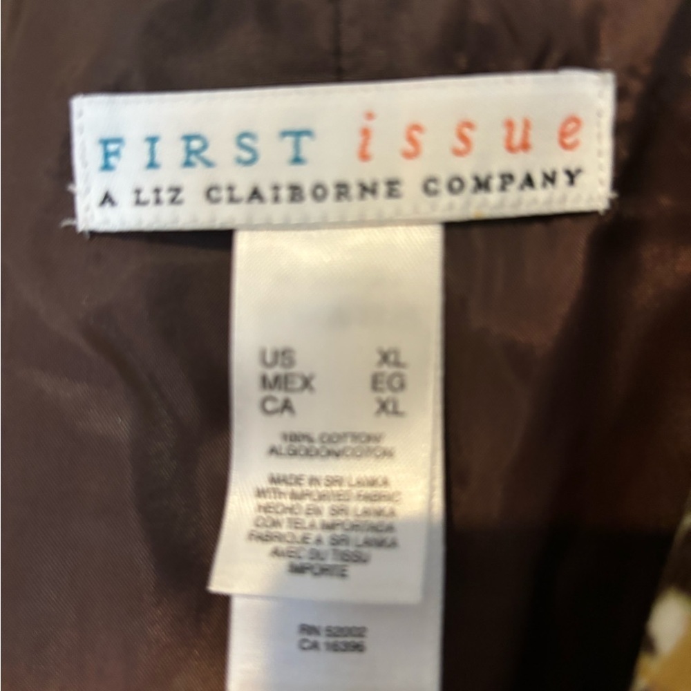 Liz Claiborne “First Issue “ NWOT Lightweight Corduroy Tan/Brown Floral Blazer - Picture 6 of 7